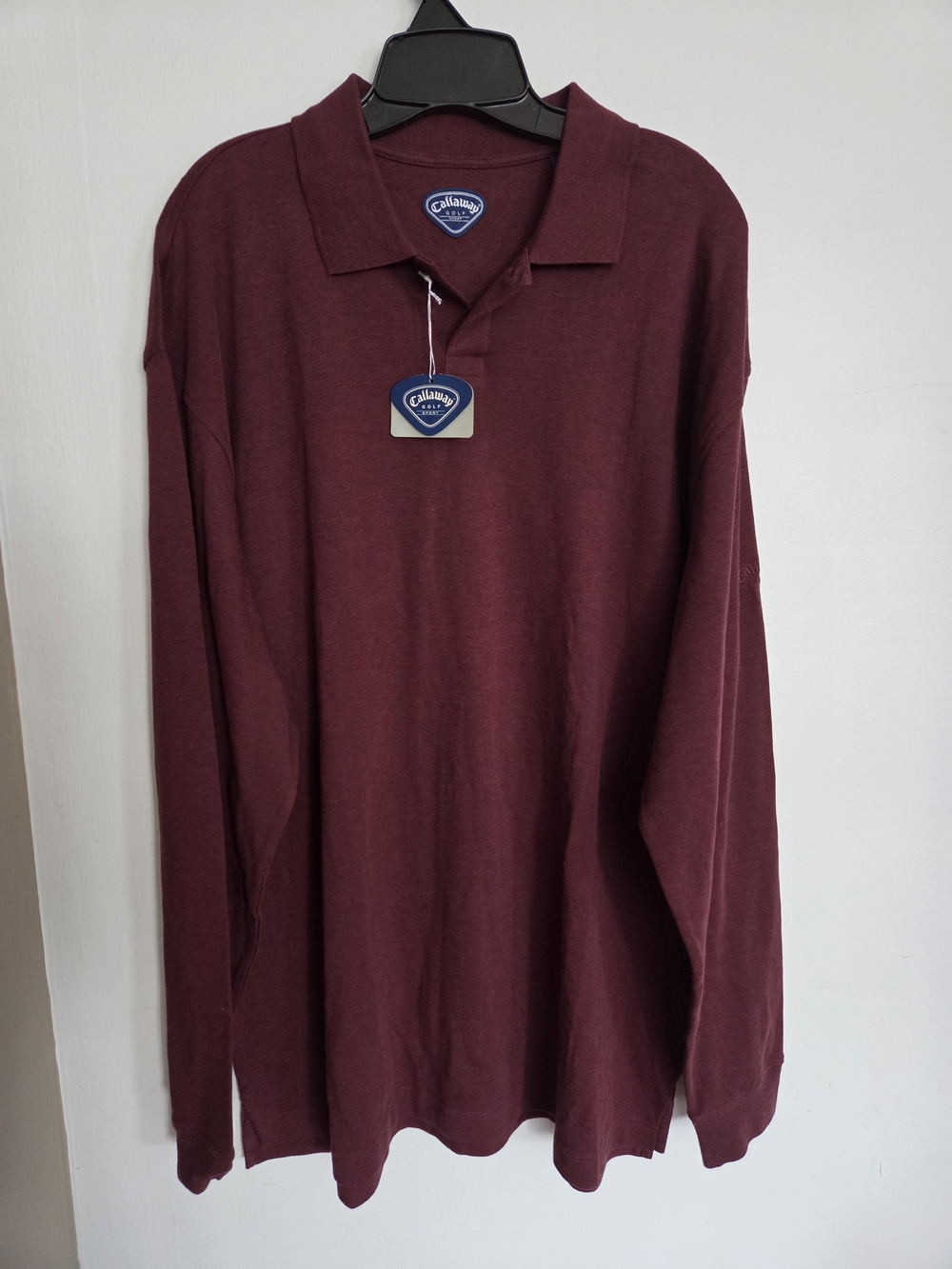 Callaway Golf Sport Men's Long Sleeve Polo Shirt XL NWT Burgundy